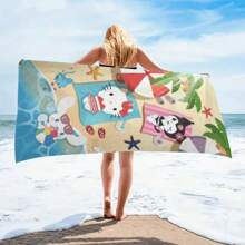 Sanrio Sanrio Characters Beach Towel, Microfiber Digital Printed Cartoon Absorbent Quick Dry Large Bath Towel For Men & Women