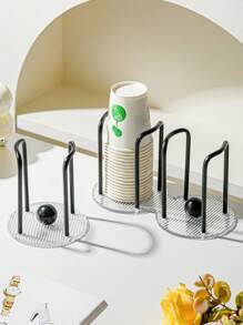 1pc Transparent Acrylic Disposable Cup Holder/Organizer