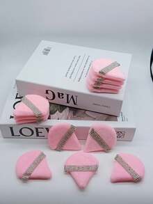 Borla para polvo de maquillaje con forma de triángulo diamante - Rosa - Ver 5