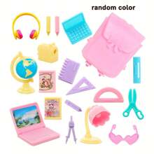 19 Pcs/Set Mini Doll House Accessories Dolls Learning Backpack Computer Lamp Ruler Earphone Toys, Suitable For 11.5 Inch/30cm Dolls, Early Educational
