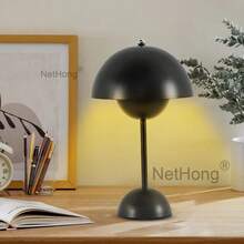 NetHong LED Table Lamp Rechargeable Mushroom Light Touch Control 3 Color Dimmable Modern Home Room Bedroom Accessories Desk Table Decor  Led Lights Lamp - Black - View 1