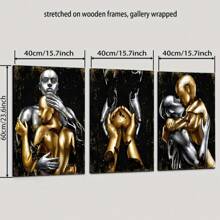 Visual Art Decoration Posters, Black And Gold Love Decoration Paintings, Gray And Gold Embrace Couple Canvas Prints, Used For Art Decoration Of Living Room And Bedroom Walls, Framed Canvas Prints