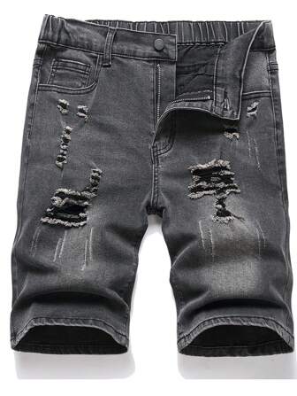 Shorts vaqueros desgastados de moda para niños preadolescentes, aptos para uso en exteriores durante el verano