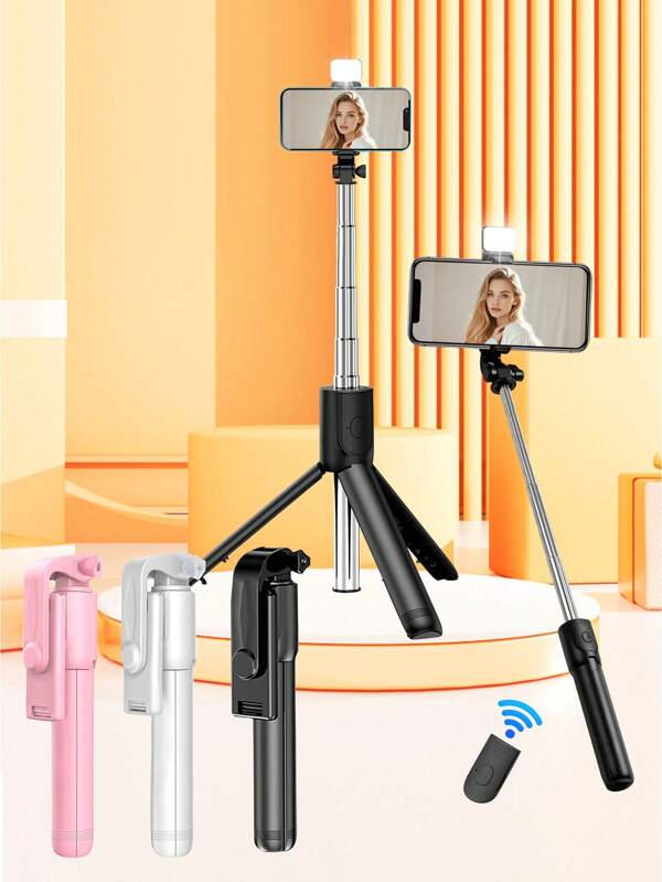 70cm Wireless Bluetooth Selfie Stick Tripod, With LED Fill Light, Wireless Remote Control 360° Rotating Mobile Phone Stand, Compatible With IPh One 16 15 14 13 12 11e/Max/ Pro /Xs/ Xr/X/Plus, Sam Sung Galaxy S25/S24/S23 /S22Ultra, And Other Android Smartphones, GoPro, Suitable For Travel And Self-Broadcasting Shooting Compatible With Iphone Android Phone For Summer Vacation, Travel, Fill Light, Outdoor Activities, Live Streaming Tripod Stand