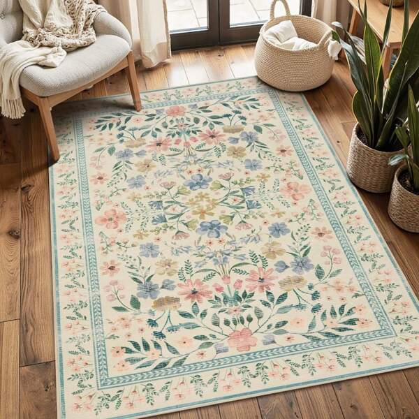 Floral Boho Vintage Area Rug Sage Green Machine Washable Non-Slip Carpet For Living Room, Bedroom, Dining Room,   Room20*31in16*48in18*60in 5*7ft , Area Rug Doormat Kitchen Mat Non-Slip Washable Rug Mats, Suitable For Bathroom, Bedroom,  ' Room, Living Room, Kitchen,1Pc Rug For Pet, Entrance Gift For   Pet Women Men Old People The Old Elder Grandma Grandpa Mother's Day, Father's Day, Thanksgiving, Christmas, Easter, Wedding, Graduation Season, Housewarming, Moving Party Floral Vintage Style, Enthusiast Gifts, Family Gift, Store Farm Gardon Lake Mountain Forest Snow Street Yard Pet Dog Sign, Game Science Abstract Animal Stone Canvas Art Vintage Deer Cow Cattle Sheep Bird Wall Decor Country Rustic Nature Wilderness Fossil Scenery Painting Posters Pictures Modern Minimalist Artwork Home Decoration For Kitchen Living Room Bedroom Bathroom Office School