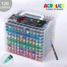 120/84/72/60/48/36/24/12 Farben Acrylstifte, Markerstift Set, langanhaltend, lichtbeständig, perfekt für Künstlermalerei, Illustrationen, handwerkliche Kunst, Schulanfang Saison für Malbücher und andere DIY-Projekte, geeignet für Papier, Stoff, Holz, Steine, Plastik, Glas, Keramik, Kürbisse etc., Acrylfarb-Markerstifte für Studenten und Erwachsene, Geschenkidee zu Thanksgiving, Halloween, Weihnachten