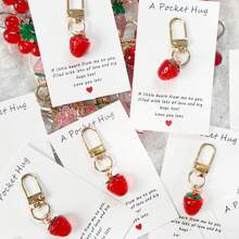 1/5/10pcs Cute Fruit Design Pocket Hug Card Gift Set, Apple/Strawberry/Cherry Shaped Keychain Charm, Backpack Decor, Wedding Party Favors, Encouragement Tokens, Home Decorations, Gifts For Family, Friends, Wedding Guests, Special Birthday, Wedding, Valentine's Day, Graduation, Back To School