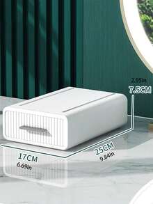 1 pieza Caja organizadora de escritorio de metal plateado, caja de almacenamiento de cosméticos de lujo y ligera para escritorio de estudiantes, suministros de oficina