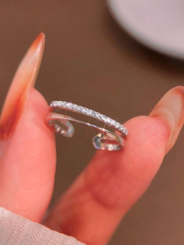 1PC S925 Sterling Silver Double Layers Twisted Diamond Toe Ring Adjustable Toe Ring For Summer Seaside Wearing