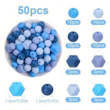 50 hạt silicon, hạt lục giác tròn 12/14mm rời làm đồ trang sức, vòng cổ, móc chìa khóa, vòng tay, bút hạt, dây đeo, phụ kiện thủ công bằng hạt - Hoàn hảo cho các dự án tự làm và trang trí - Hạt silicon hỗn hợp - Xem 14