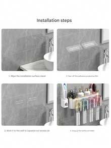 Gold-Plated Toothbrush Holder Toothpaste Holder Mouthwash Cup Wall-Mounted Toothbrush Cup Household Toothbrush Holder Toothpaste Squeezer Bathroom Decor Summer - family of two - View 9