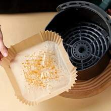 100 pièces de papier sulfurisé antiadhésif pour friteuse à air - papier sulfurisé brun pour cuisson, rôtissage et micro-ondes - nettoyage facile, cuisson plus saine, convient pour la maison et la cuisine commerciale, accessoire pour friteuse à air