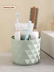 1 pieza Caja de almacenamiento giratoria para pinceles de maquillaje, soporte de escritorio redondo para delineador de cejas, lápiz, lápiz labial y pinceles, organizador de cosméticos, contenedor para pinceles adecuado para mesas de maquillaje, tocadores, escritorios, decoración de habitaciones, escritorios de oficina, organización y almacenamiento de baños