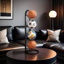 Mobile Floor-Standing Four-Layer Basketball Storage Rack, Simple Home Football Volleyball Finishing Storage Basket,  Ball Storage Rack - Black - View 4