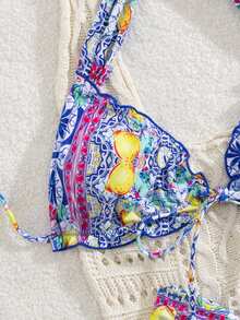 Women's New European And American Style Bikini Set, Sexy Yet Cute With Back Tie, Beach Wear - Multicolor - View 4