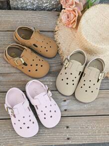 Children Perforated Slide Sandals, Soft Comfy Lightweight Flat Shoes, Suitable For Outdoor, Beach, Spring/Summer, Boys&Girls