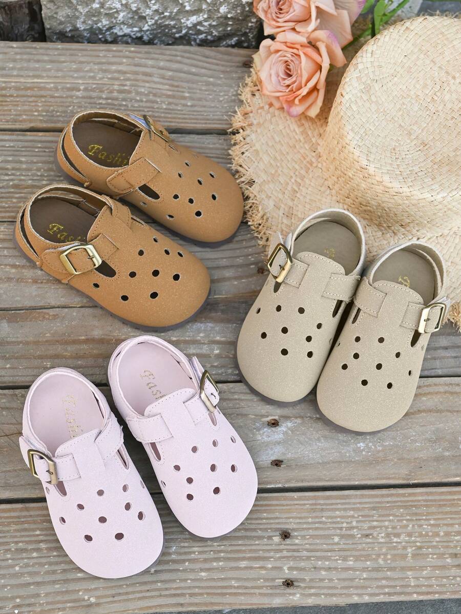 Children Perforated Slide Sandals, Soft Comfy Lightweight Flat Shoes, Suitable For Outdoor, Beach, Spring/Summer, Boys&Girls