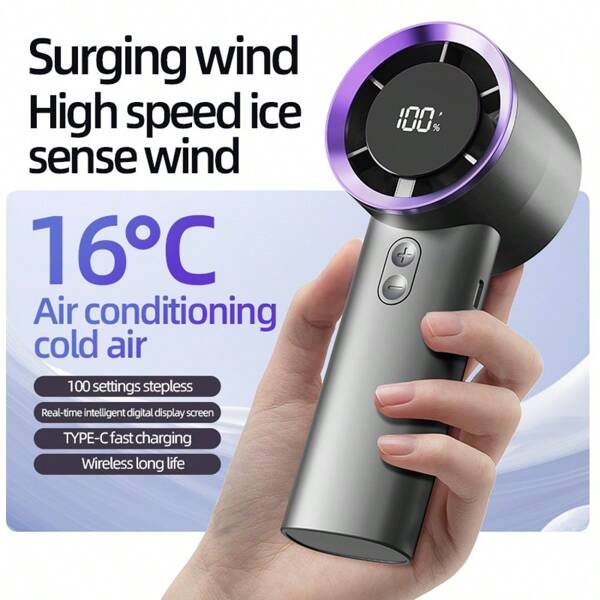 Ventilador portátil mini con pantalla digital inteligente, ventilador de larga duración 2025 Nuevo