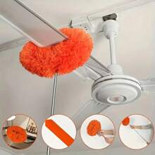 1 Pc Microfiber Ceiling Fan Duster - Extends Up To 12 Feet, Blue/Green/Orange/Fuchsia, Long Handle, Dust Lock, Reusable, Machine Washable Cleaning Brush, Professional High Altitude Dusting Tool, Suitable For Home Use