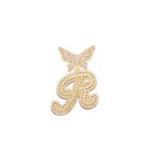 Silvery Women Necklaces - A-Z Initial Butterfly Pendant Necklace & Bracelet Set, Personalized Cuban Link Jewelry For Women, Rhombus Cuban Link Chain, Cursive Letter Jewelry Gift