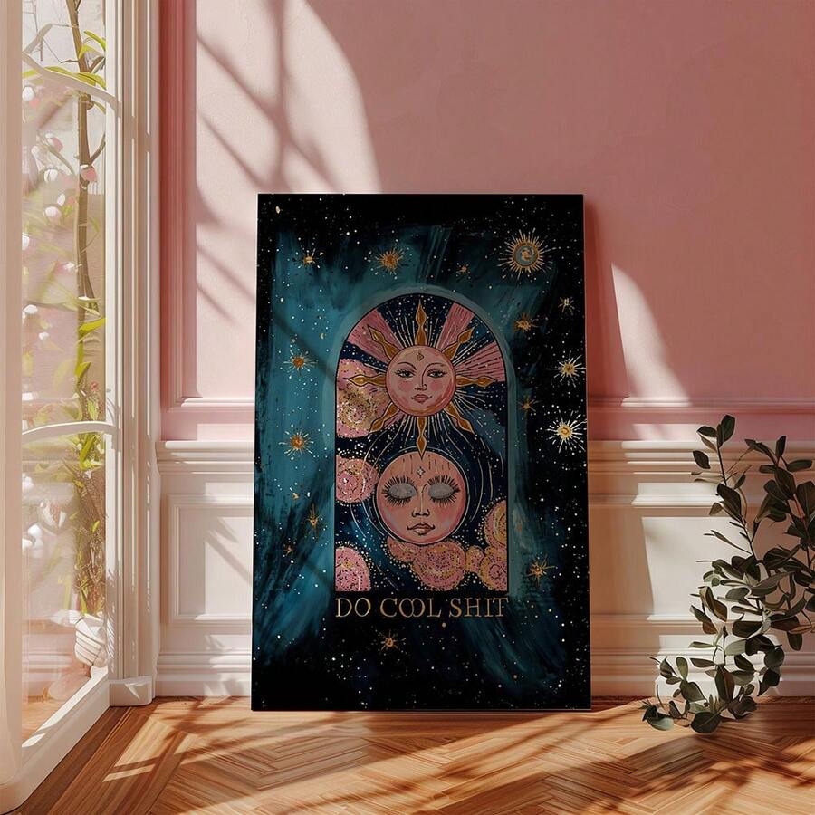 1/3pcs Wall Art Posters/Modern Style, Wall Art, Do Cool Witchy Print, Mystical Sun Moon Poster, Celestial Decor, Occult Boho Art, Spiritual Witchy Canvas Print Unframed/Framed ,Wall Art With Frame - Multicolor - View 1