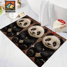 1 pièce Tapis de bain anti-dérapant à motif panda, matériau imitation cachemire, décoration peluche moelleuse, convient pour salles de bain, entrées, cuisines et autres occasions, lavable en machine, antidérapant, décoration quotidienne, décoration de fête à thème, cadeaux pour la maison chaleureuse, décoration de sol, peut être offert en cadeau