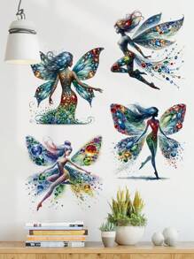 4szt. Motyl Wróżka Tło Dekoracja Ścienna Naklejki, Pokój Upiększanie Plakat Dla Bogini, Bajkowe Naklejki Ścienne, Naklejki, Naklejka Ścienna, Winylowa Naklejka Do Dekoracji Domu, Wiosenne Elementy Dekoracji Odśwież Swój Dom, Rama Naklejki Dekoracyjne
