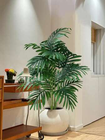 70/80cm Large Artificial Palm Tree Fake Monstera Plants Plastic Bamboo Palm Leaves Green Indoor Simulated Tree For Home Kitchen Party Wedding DIY Festival Decorationhome Decor,School Supplies