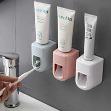 1pc Automatic Toothpaste Squeezer Wall Mount Non-Drilling Toothpaste Dispenser For Bathroom, Minimalist Style Bathroom Storage Storage