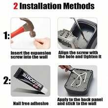 Key 4 Digit Lock Box - Wall Mounted Indoor Outdoor Waterproof Key Box - Black - View 2