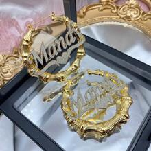Custom Bling Name Bamboo Earrings Colorful Bamboo Hoop Earrings Big Hoops Personalized Bling Bling Earrings For Women Gifts