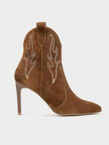 Brantano Botín tacón western bordado - Camel - Ver 2