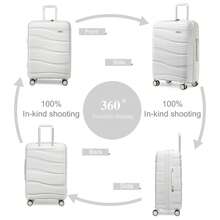 4-Piece Suitcase Set 14/20/24/28 Inches, Cosmetic Case, Hand Luggage & Check-In Suitcase Made Of PP With TSA Lock, 4 Wheels, Lightweight, Quiet, Hard Shell, Ideal For Travel, Vacation, Study, Dorm Life And As A Gift For Men And Women - 白色 - 查看 3