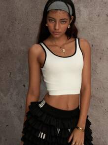 PinkTip "White Bralette With Black Trim Yoga & Fitness UltraThin Seamless 4Way Stretch Support Lightweight & Breathable"