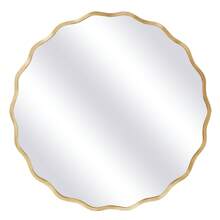 Wall Decoration Modern Sun Flower Wave Mirror Aluminum Alloy Frame Round Mirror Bathroom Bedroom Living Room House Office Entrance