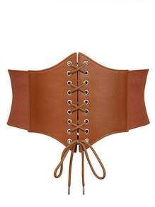 1pc Medieval Wide Leather Belt, Viking Knight Antique Belt, Women's Leather Corsets Lace-Up Sexy Body Shaper Gothic Clothing Corsets Medieval Belts Halloween