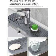 1 pieza Protector antisalpicaduras de silicona para grifo de cocina, felpudo absorbente para proteger el fregadero, diseño con pendiente de 5° y salida para un drenaje talla grande fácil, accesorio para fregadero de cocina, baño, soporte para esponja, antideslizante de silicona, borde plegable fácil de limpiar, diseño de desvío del flujo de agua, apto para fregadero de cocina/baño/caravana - Multicolor - Ver 6