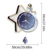 YZOK Reloj oscilante de cohete pequeño YZOK, a pilas, adecuado para decoración del hogar o regalos de cumpleaños para niños, reloj silencioso para dormitorio. Reloj de pared decorativo