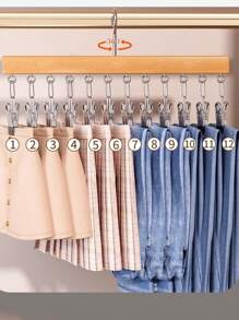12-Grid Wooden Grain Scarf/Accessories Organizer Hanger For Bedroom, Dorm, Closet Use (Slight Scratches On Wooden Grain Are Normal)