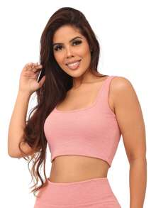 Kit 3 Women's Ribbed Gym Top Fitness Sports Top For Training - 乾枯玫瑰色 - 查看 4