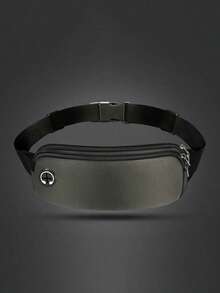 Riñonera deportiva unisex, bolso de deporte ligero de gran capacidad para teléfono, riñonera de nailon resistente al agua con correa ajustable y orificio para auriculares, bolsa de cintura para fitness, running, ciclismo y maratones, regalo personalizado - Verde militar - Ver 2