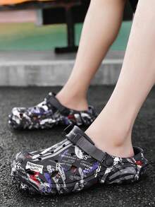 新款男士迷彩透气穿孔凉鞋超轻灵活镂空拖鞋清爽网眼休闲沙滩鞋