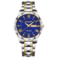 Reloj de cuarzo de lujo de marca superior para hombres, con calendario, correa de acero inoxidable, diseño deportivo y de negocios casual, esfera redonda con números romanos, un regalo perfecto para fiestas, bodas, vacaciones en la playa y para parejas