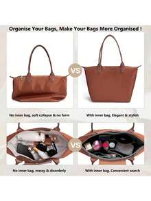 2025 Purse Organizer Insert,For Tote Bag Organizer Insert Multi Pocket Felt Handbag Organizer Zipper Bag Organizer Inter Bag Gifts For Women Travel Accessories Travel Essentials - Dark Grey - View 5