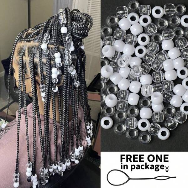 100pcs Hair Beads Pony Beads For Hair Braids Plastic Beads With Large Hole For African Hair Bead Accessories