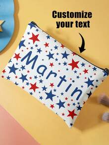 1pc Customizable Cute Dinosaur Pattern Dual-Sided Print Travel Cosmetic Bag With Zipper, Very Suitable For Teenagers To Store Skincare Products, Can Be Customized According To Your Name - Multicolor - View 6