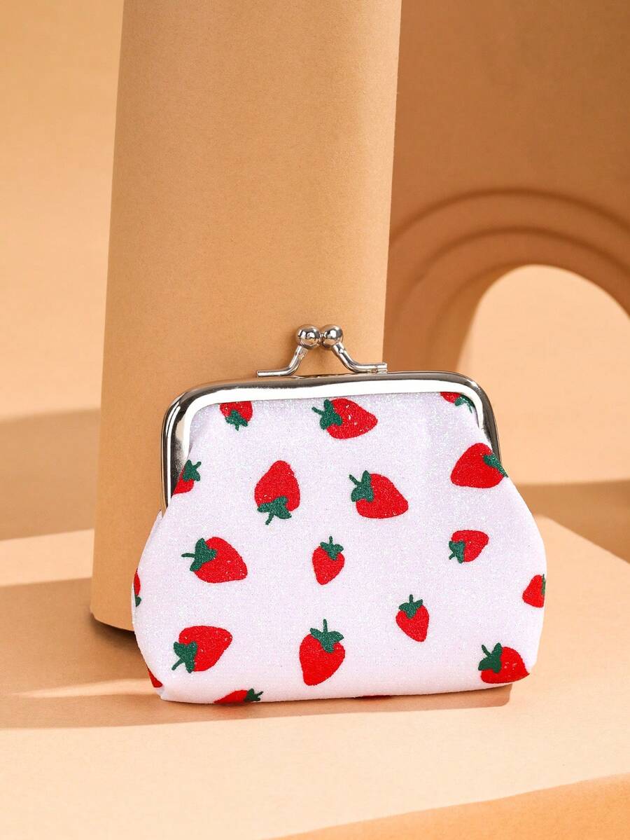 1pc Cute Cartoon Coin Purse, Strawberry Pattern Snap Wallet, Ladies Coin Storage Pouch, Suitable For Travel, Gift Giving For Women Wallet Mini Wallet Purse Wallet Coin Wallet