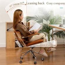 Chaise de bureau en rotin, style nordique, simple, pivotante, avec accoudoirs, idéale pour la chambre à coucher ou le jeu