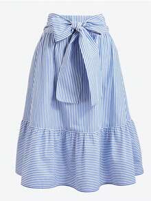 经典条纹休闲通勤束腰显瘦女裙 - 藍白色 - 查看 1