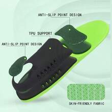 1 双绿色运动 PU 足弓支撑鞋垫 - 舒适减震足弓支撑鞋垫，适合运动鞋和休闲鞋